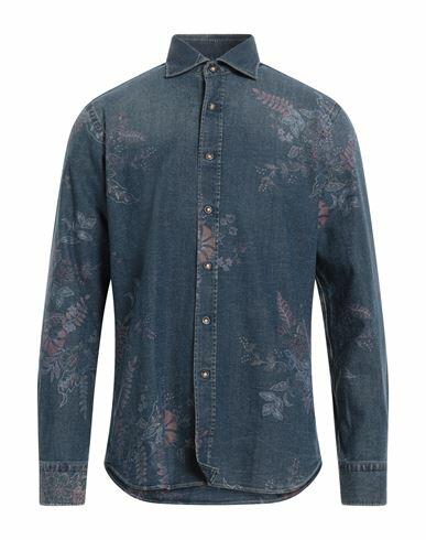 Alessandro Gherardi Man Denim shirt Blue Cotton, Polyester, Elastane Cover