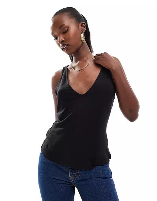 NA-KD x Laura Jane Stone sheer u-neck tank top in black Cover