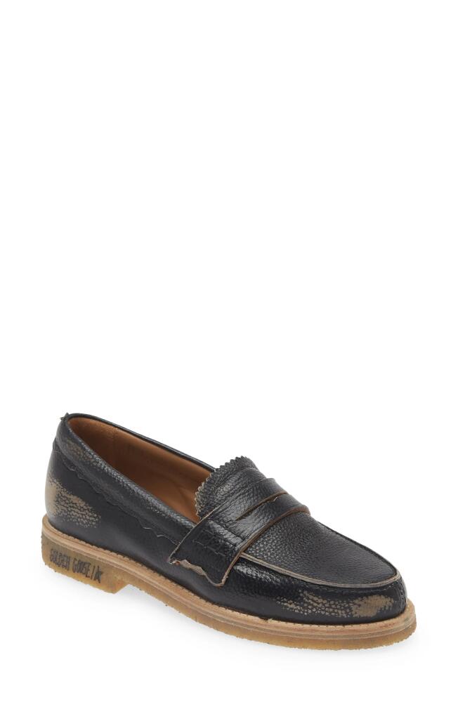 Golden Goose Jerry Grained Leather Penny Loafer in Black Cover