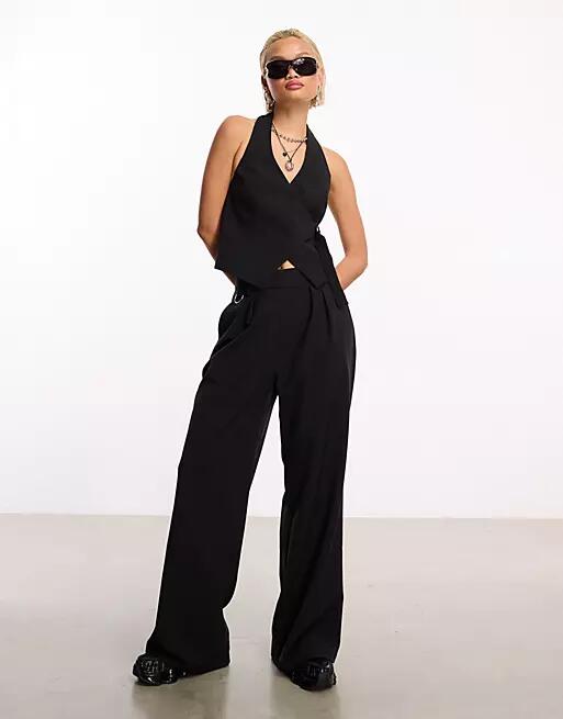 COLLUSION tailored wide leg pants with elasticated waistband in black - part of a set Cover