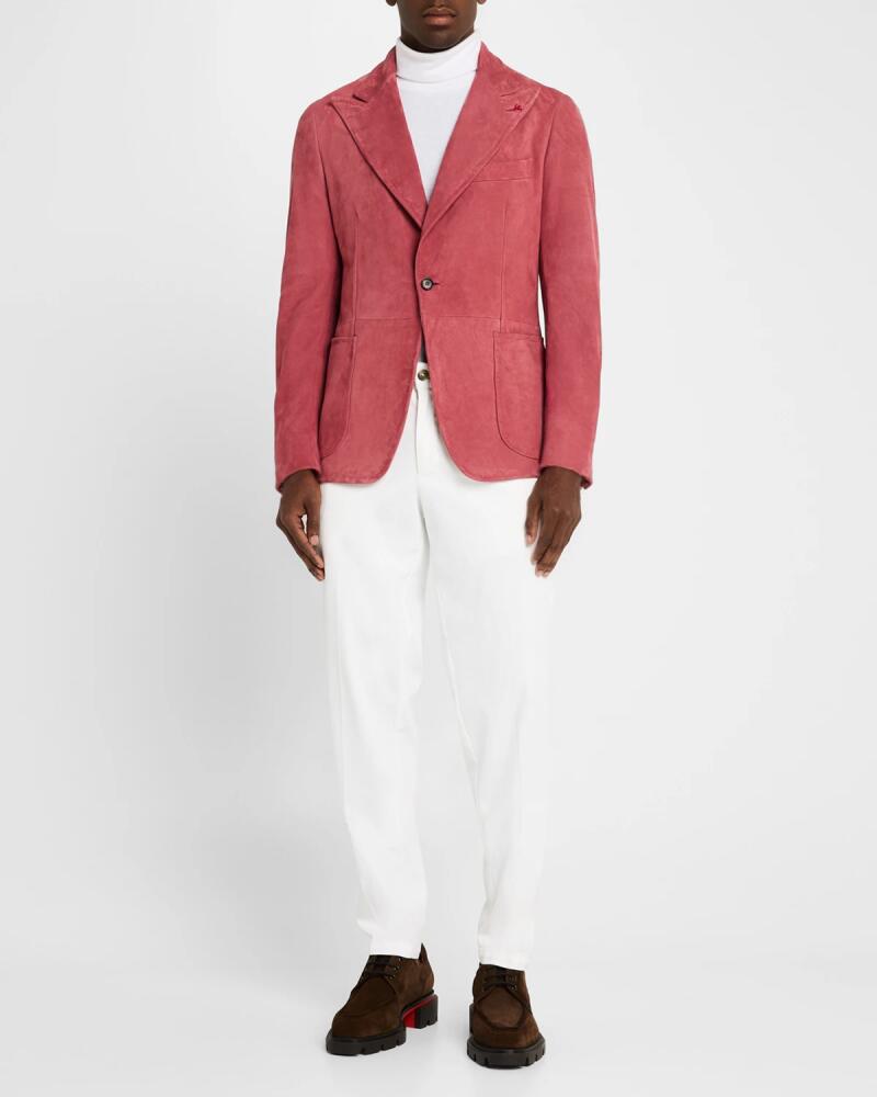 Isaia Rose Suede Single-Breasted Blazer Cover