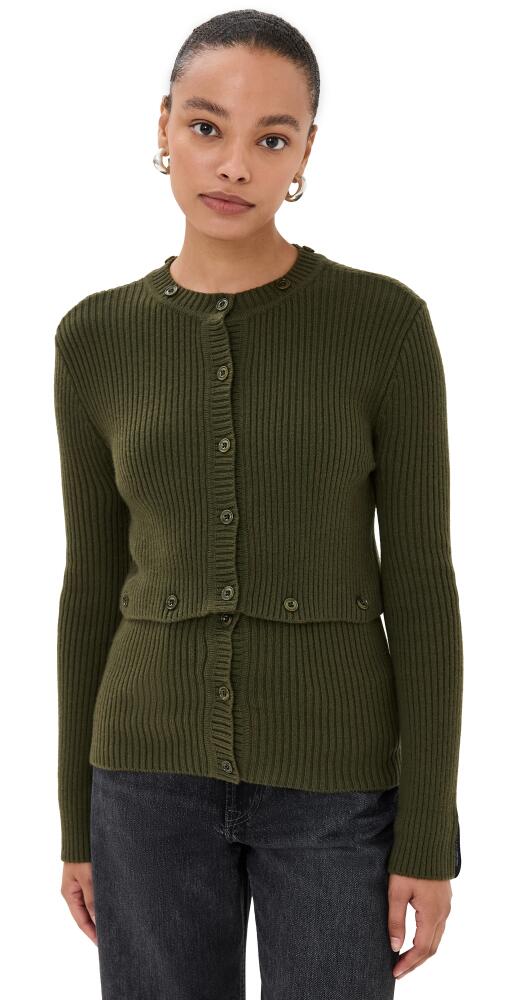 ROKH Multi Buttons Cardigan Olive Green Cover