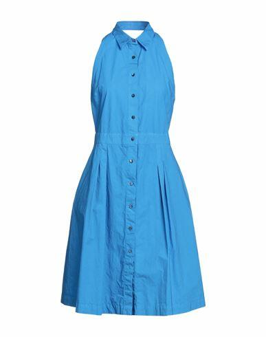 Her Shirt Her Dress Woman Midi dress Azure Cotton, Elastane Cover