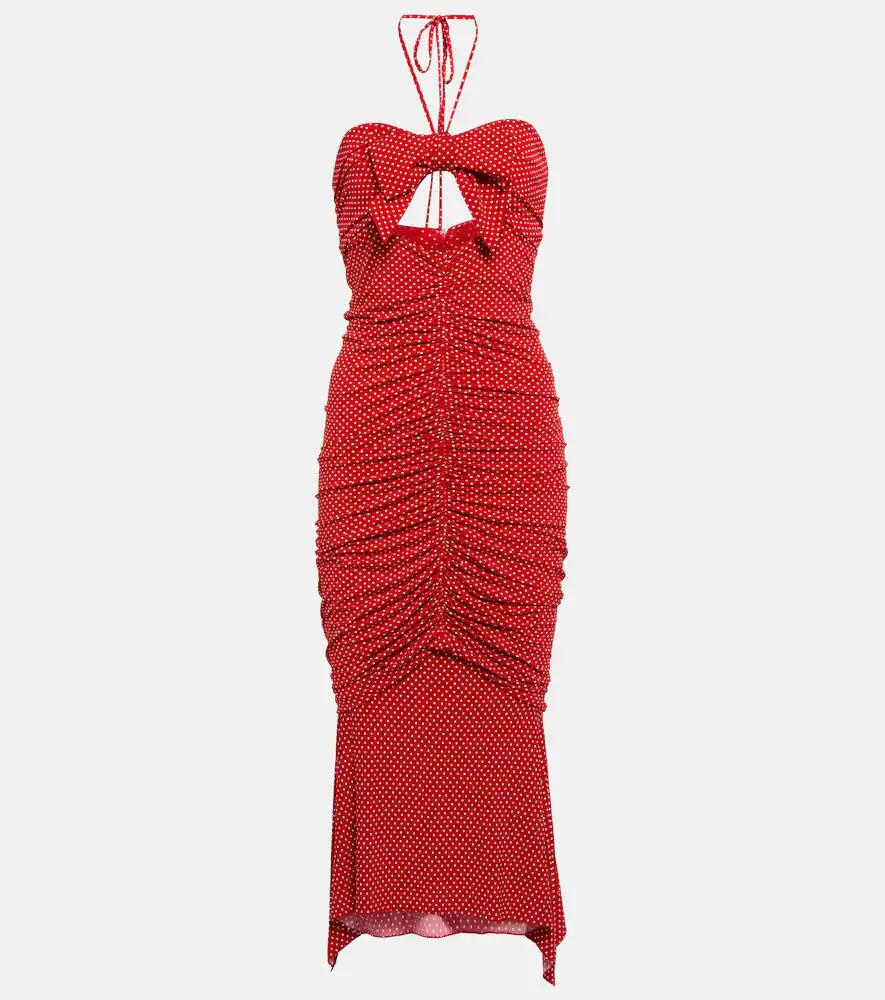 Alexandre Vauthier Polka-dot ruched cutout midi dress Cover