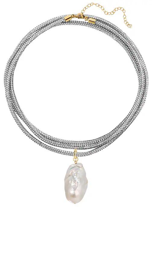 Lili Claspe Raya Pearl Wrap Necklace in Metallic Silver Cover