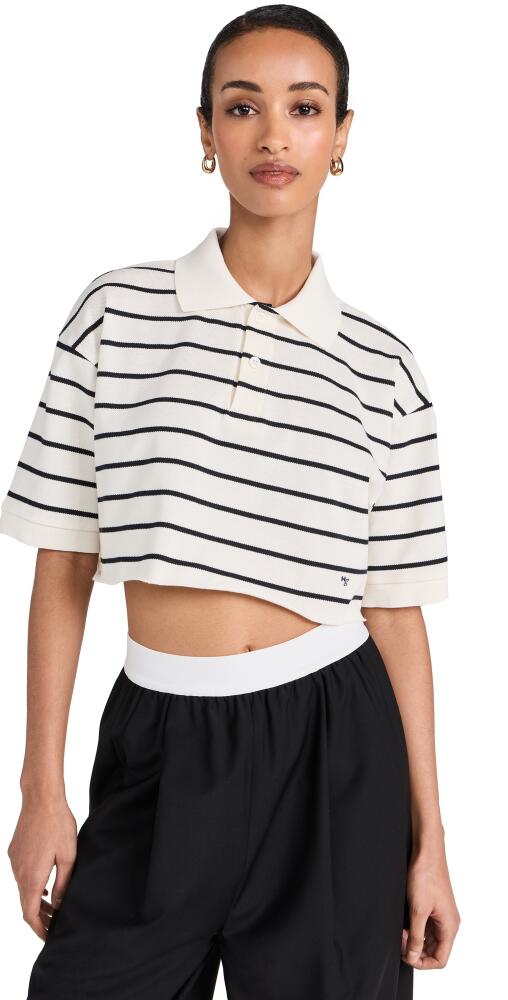 HOMMEGIRLS Cropped Stripe Pique Polo Black/White Cover