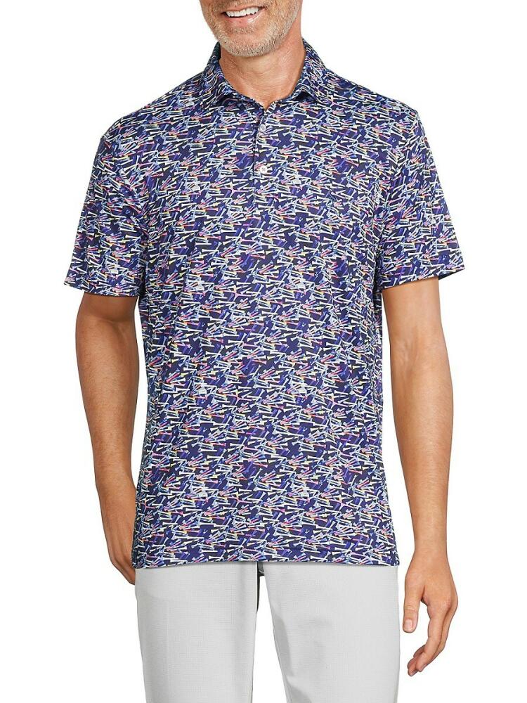 TailorByrd Men's Perf Abstract Print Polo - Navy Cover