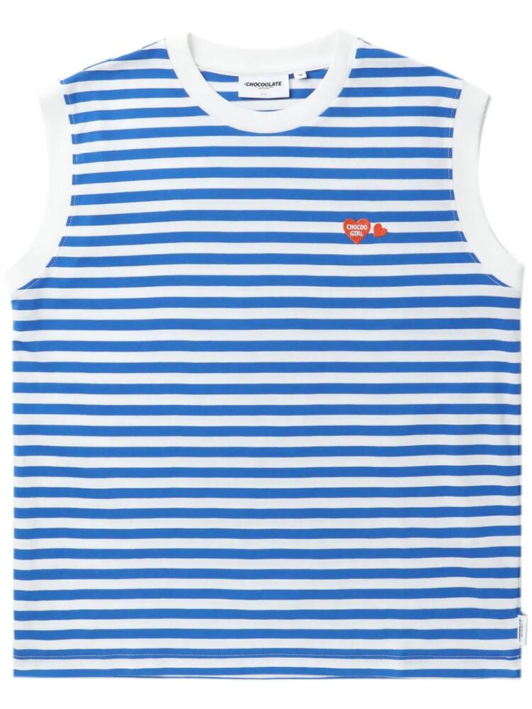 CHOCOOLATE striped cotton tank top - Blue Cover