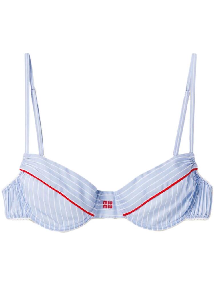 Miu Miu stripe-print bra - Blue Cover