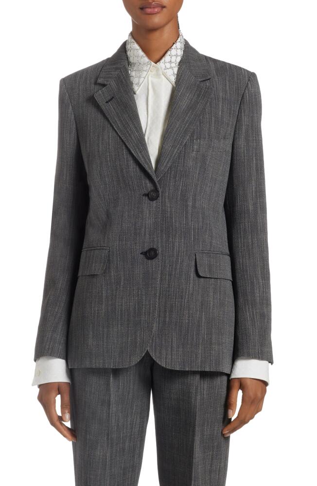 Golden Goose Single Breasted Mélange Virgin Wool Blend Blazer in Grey/White Cover