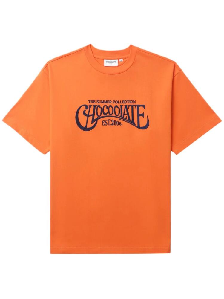 CHOCOOLATE logo-embroidered cotton T-shirt - Orange Cover