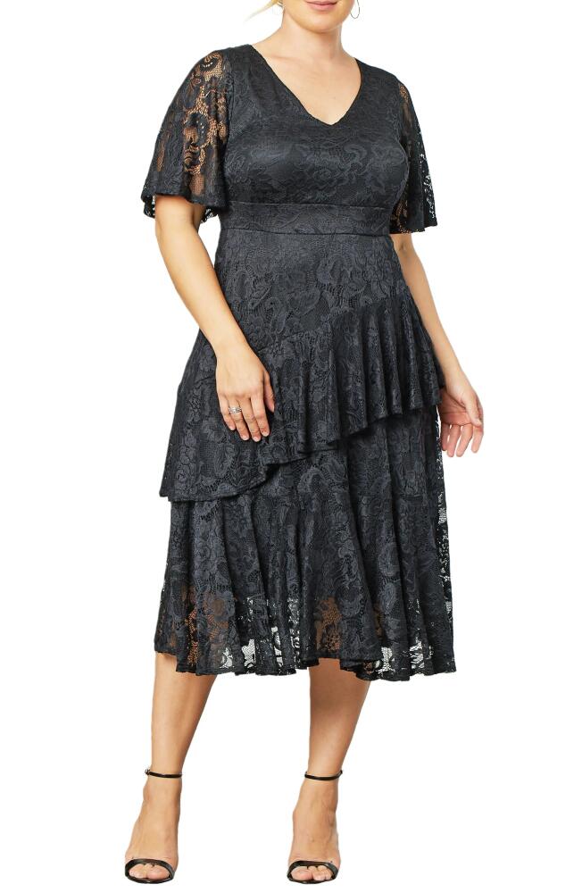 Kiyonna Lace Affair Cocktail Midi Dress in Onyx Cover