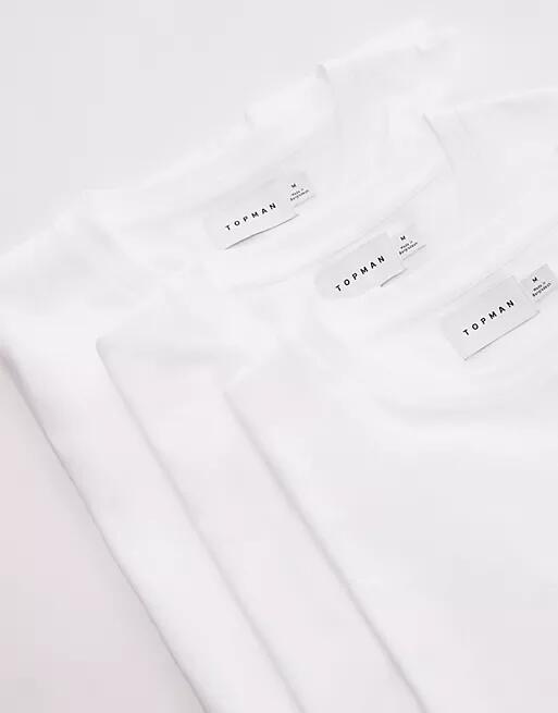 Topman 3 pack regular essential T-shirt in white Cover