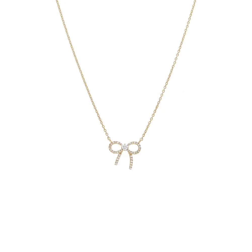 BY ADINA EDEN Diamond Bow Tie Pendant Necklace 14K in 14K Gold Cover