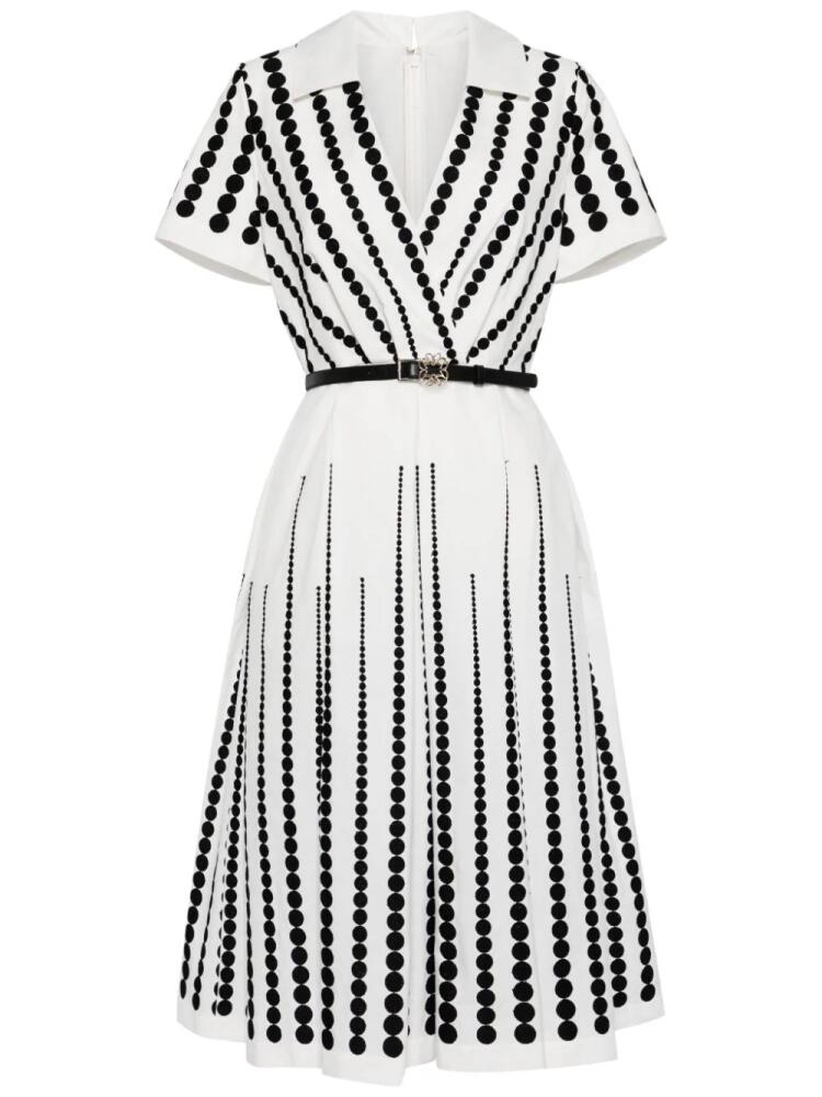 Elie Saab embroidered belted pleated midi dress - White Cover