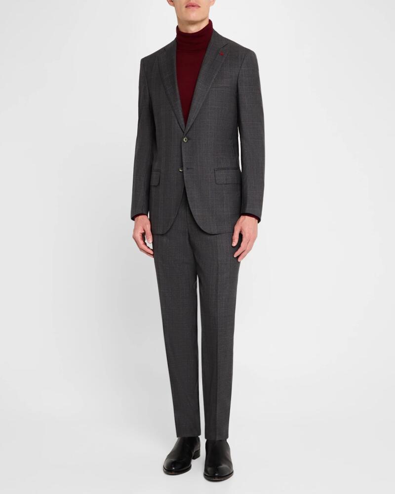 Isaia Men's Wool Plaid Suit Cover