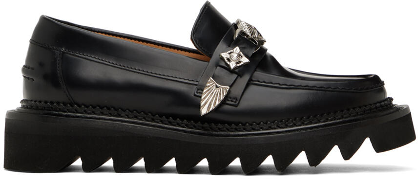 Toga Pulla Black Leather Loafers Cover