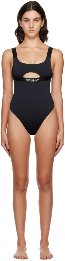 Off-White Black Bonded One-Piece Swimsuit Cover