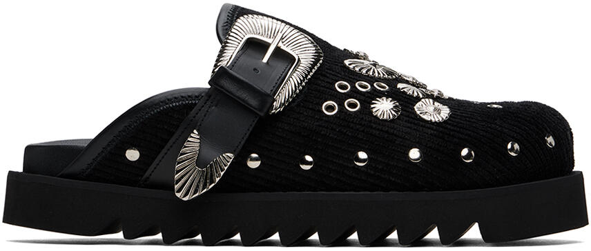 Toga Virilis Black Eyelet Metal Sabot Slip-on Loafers Cover