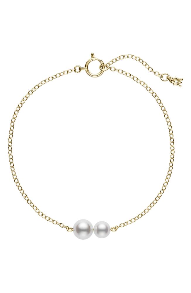 Mikimoto Cultured Pearl Station Bracelet in Yellow Gold Cover