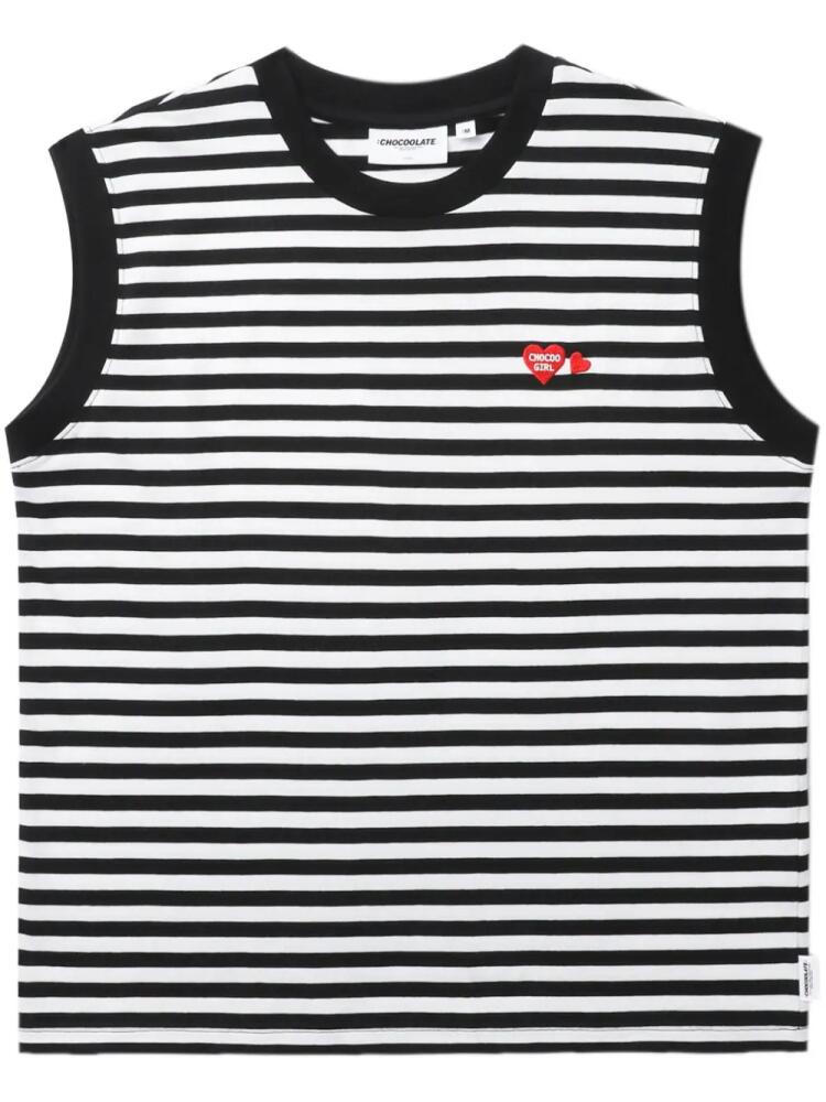 CHOCOOLATE striped cotton tank top - Black Cover