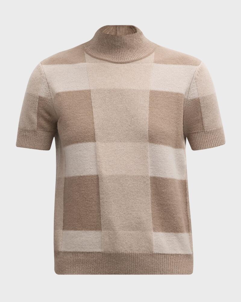 Emporio Armani Wool-Cashmere Check Knit Top Cover