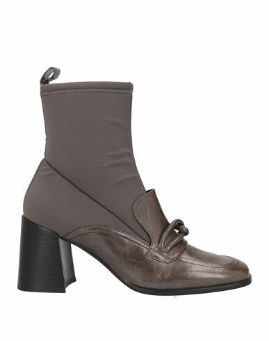 Jeannot Woman Ankle boots Grey Calfskin, Textile fibers Cover