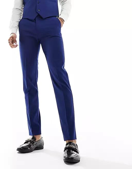 ASOS DESIGN slim suit pants in dark blue Cover