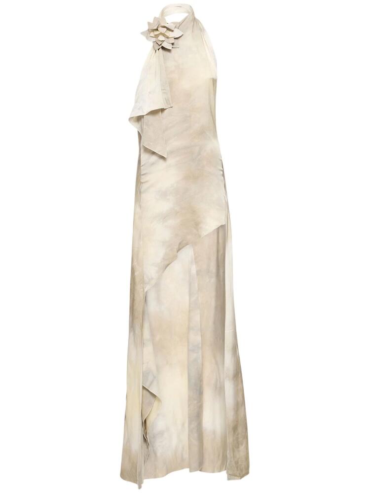 COPERNI Asymmetric Satin Gown W/ Rose Appliqué Cover