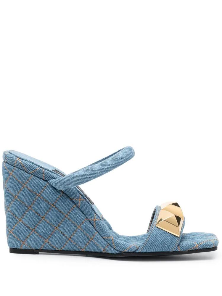 Philipp Plein 110mm stud-detail wedge sandals - Blue Cover