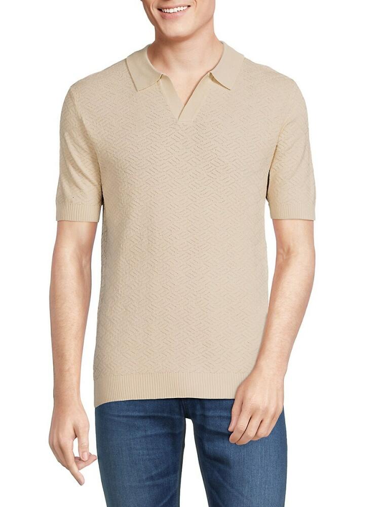 Elie Tahari Men's Johnny Collar Polo Sweater - Light Sand Cover