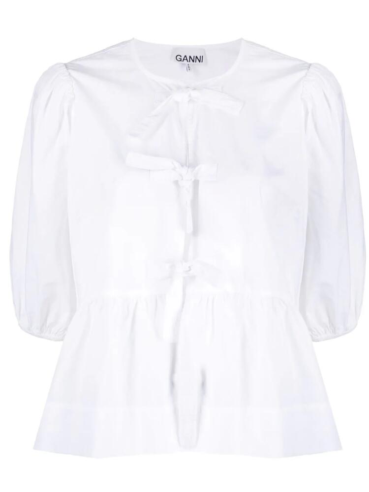 GANNI organic-cotton peplum blouse - White Cover