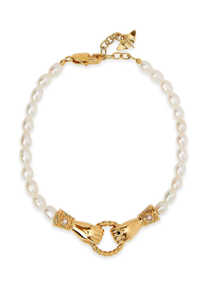 Missoma X Harris Reed Pearl Bracelet, Bracelet, Gold, Size Small Cover