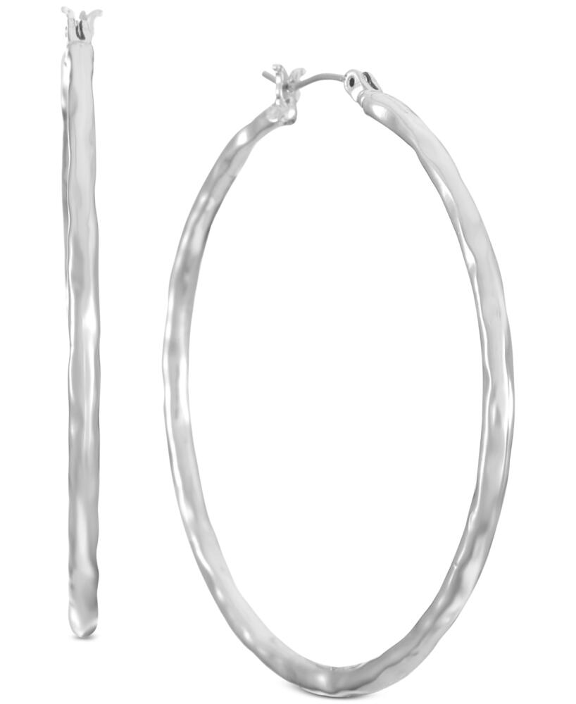 Style & Co Silver-Tone Medium Hammered Hoop Earrings, 1.38", Created for Macy's - Silver Cover