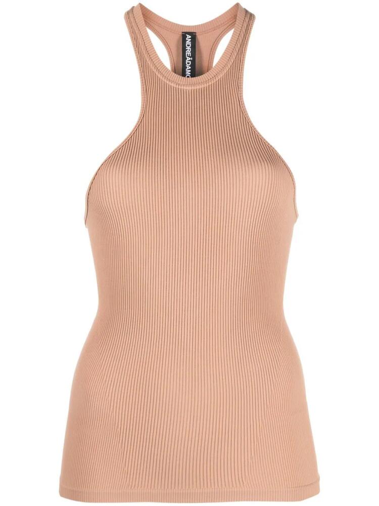 ANDREĀDAMO fine-ribbed halterneck tank top - Neutrals Cover