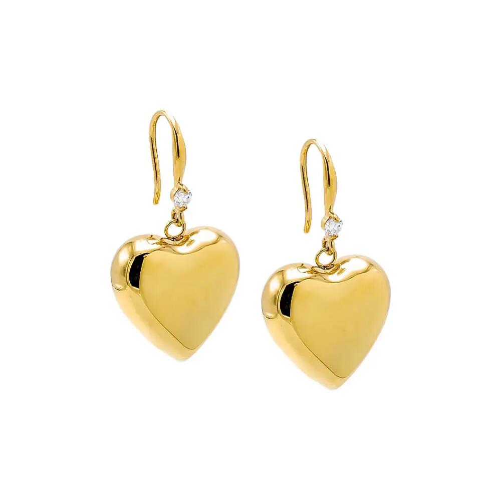 BY ADINA EDEN CZ Puffy Heart Huggie Earring in Gold Cover