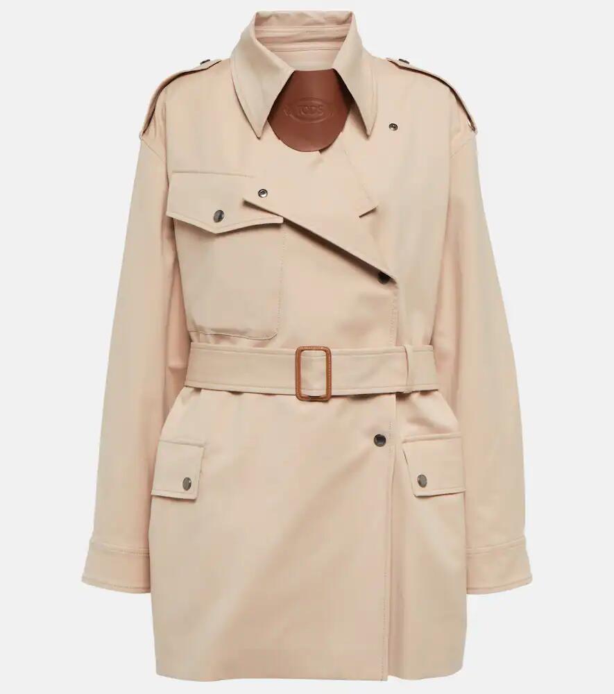 Tod's Leather-trimmed cotton trenchcoat Cover