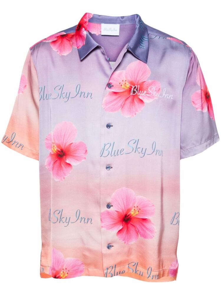 BLUE SKY INN Sunset Lotus satin shirt - Pink Cover