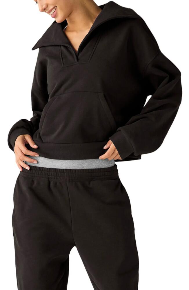 Beyond Yoga Street Smart Johnny Collar Fleece Sweatshirt in Black Cover