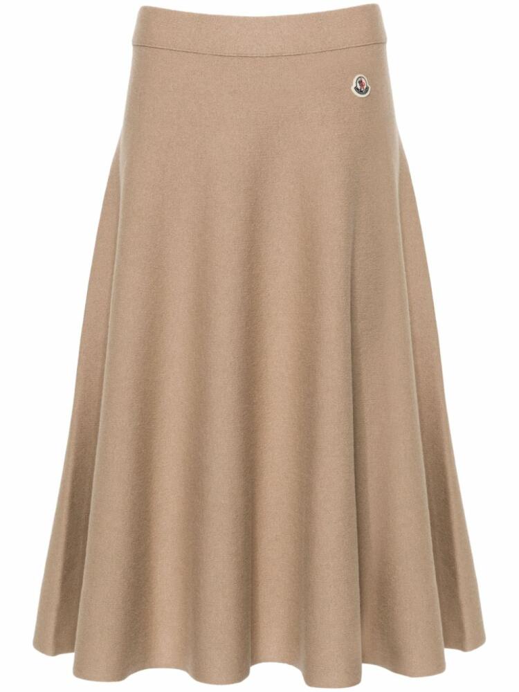 Moncler logo-patch knitted midi skirt - Neutrals Cover