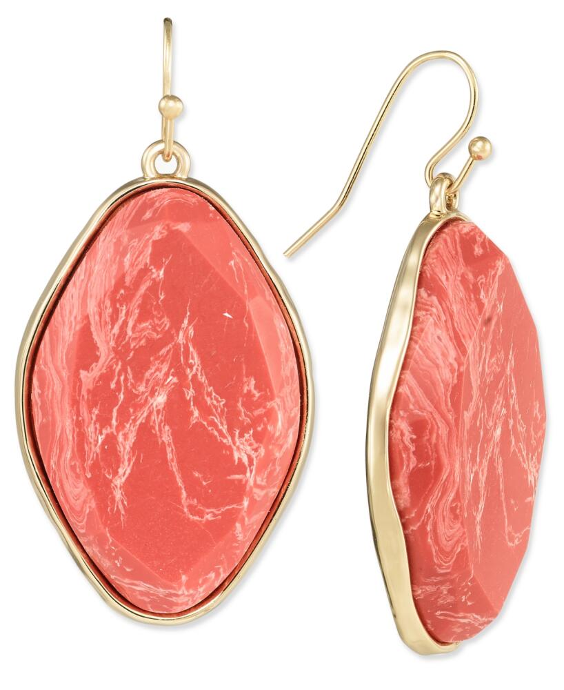 Style & Co Gold-Tone Oval Color Stone Drop Earrings, Created for Macy's - Coral Cover