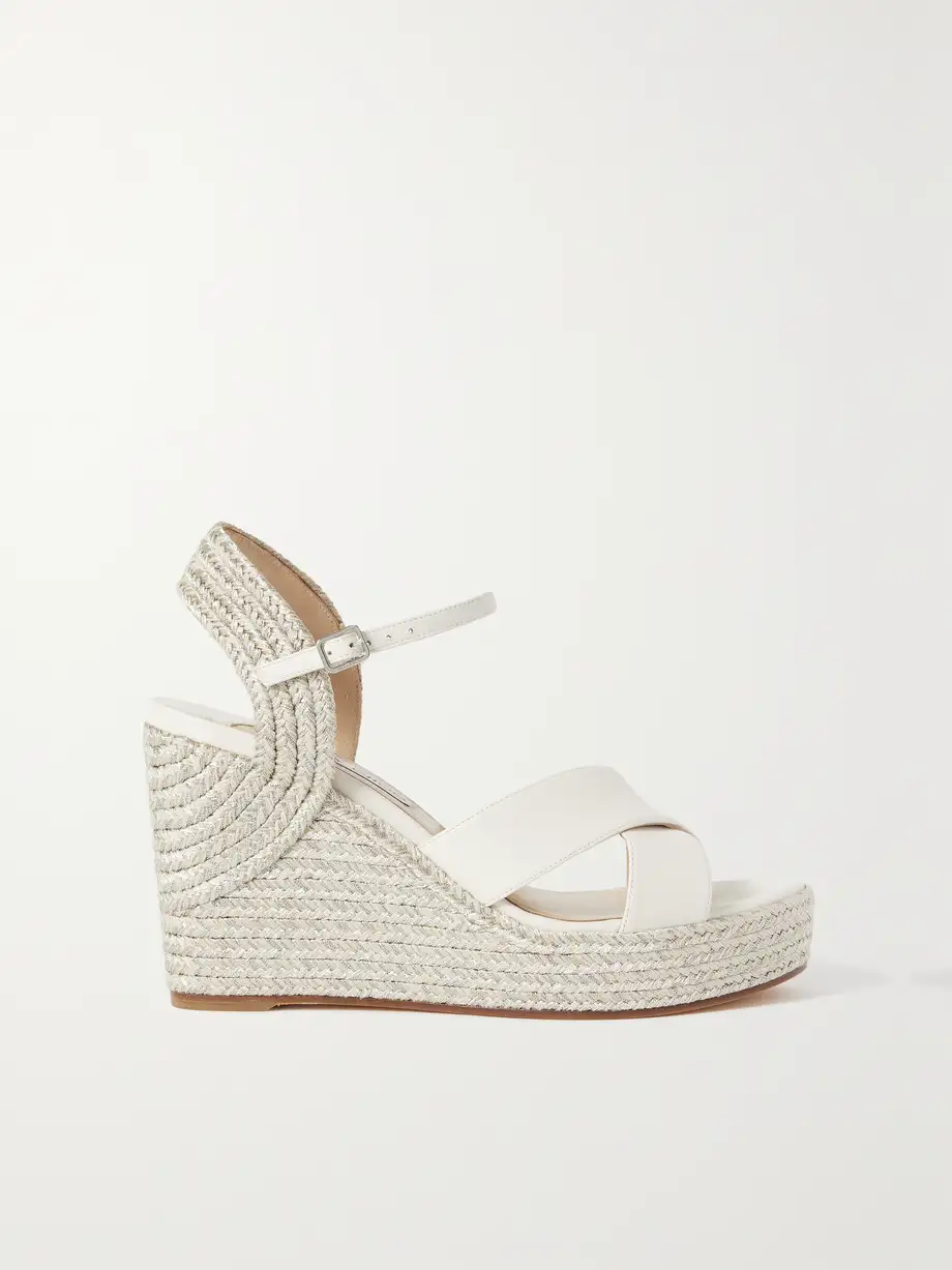 Jimmy Choo - Dellena 100 Leather Espadrille Wedge Sandals - White Cover