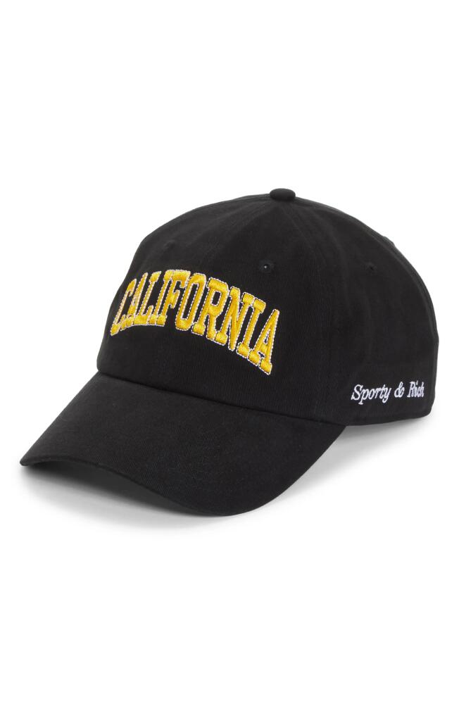 Sporty & Rich California Embroidered Baseball Cap in Faded Black Cover