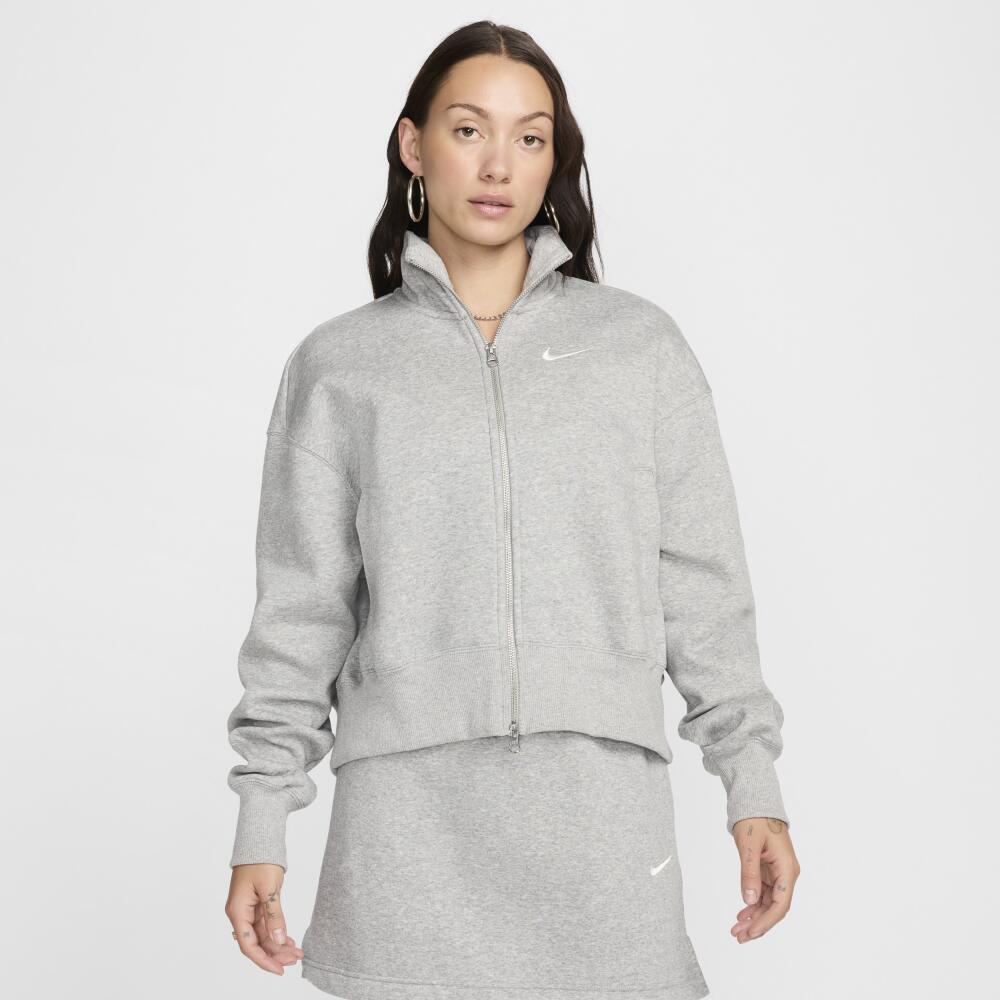 Women's Nike Sportswear Phoenix Fleece Oversized Track Jacket in Grey Cover