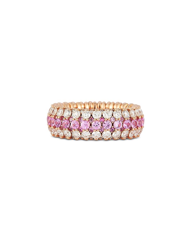 Roberto Demeglio 18K Rose Gold Pink Sapphire & Diamond Triple Row Stretch Ring Cover