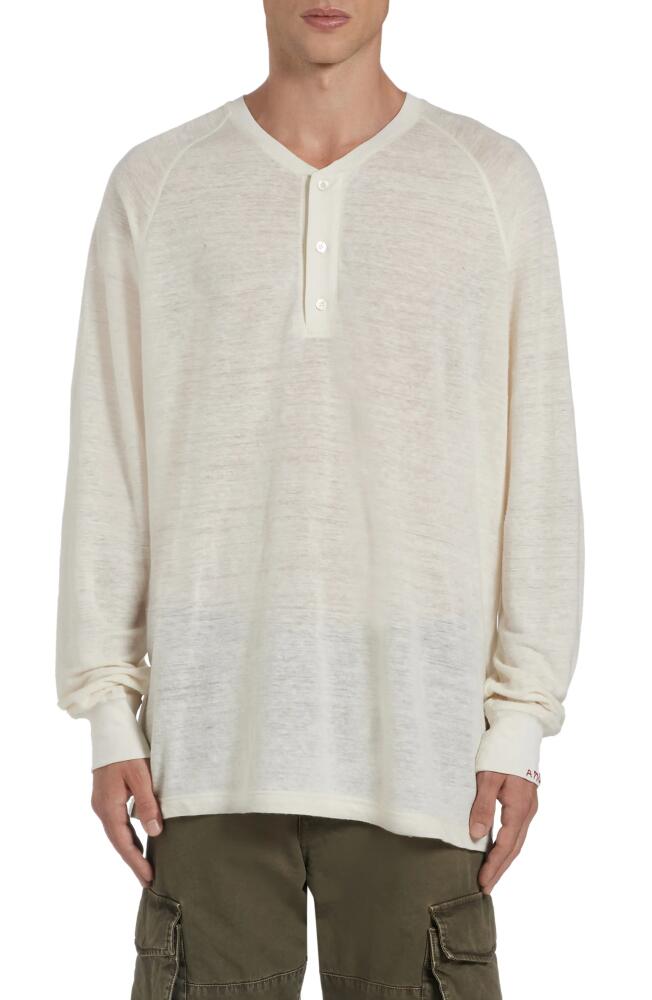 Golden Goose Journey Long Sleeve Linen Knit Henley in Heritage White Cover