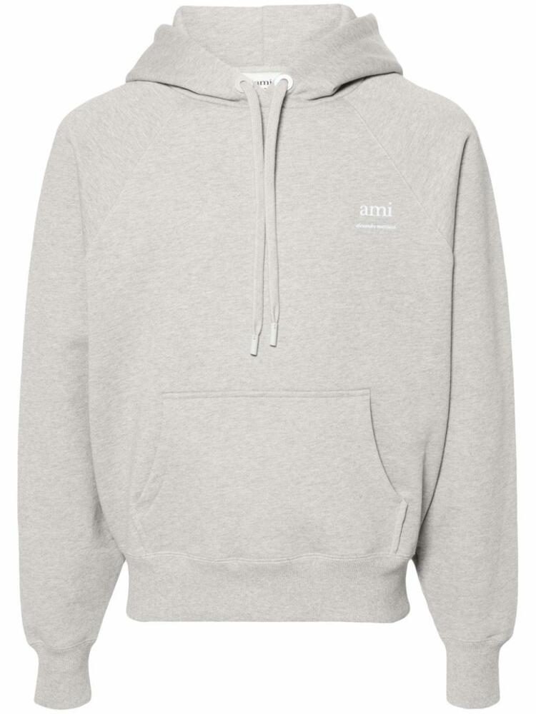 AMI Paris logo-print cotton hoodie - Grey Cover