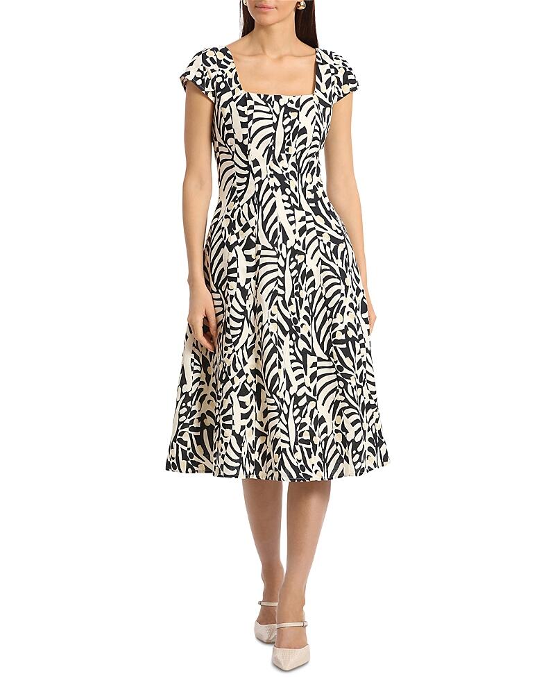 Bagatelle Printed Square Neck Seamed Flare Midi Dress Cover