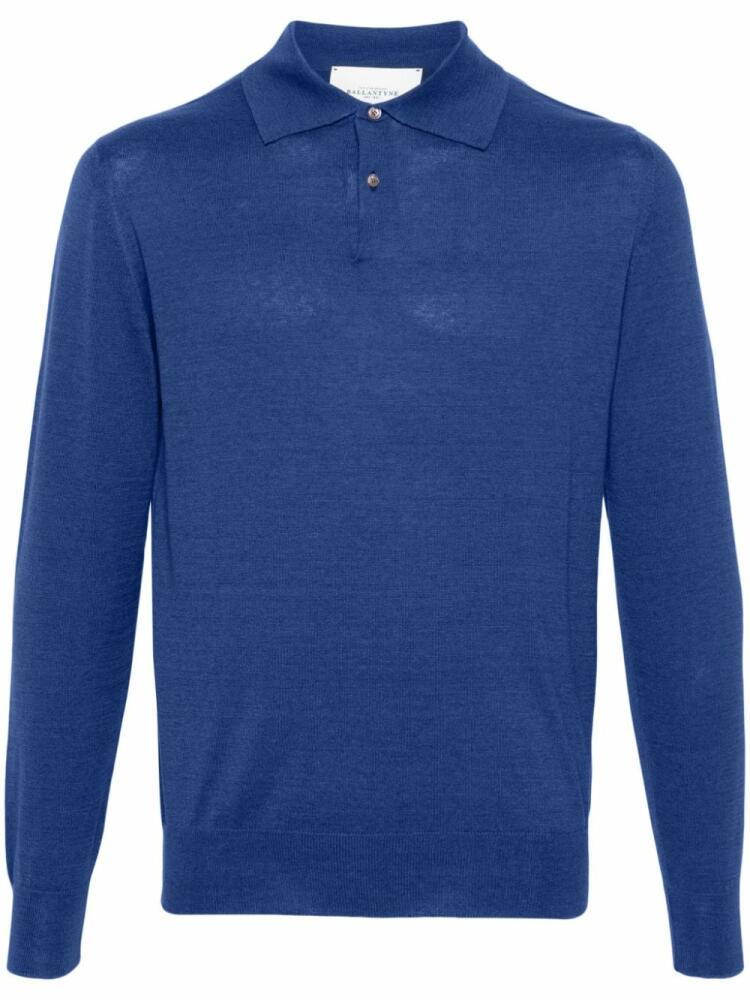 Ballantyne fine-knit silk-blend polo shirt - Blue Cover