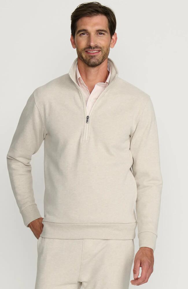 Lands' End Long Sleeve Serious Sweats Half Zip Mock Sweatshirt in Flax Heather Cover